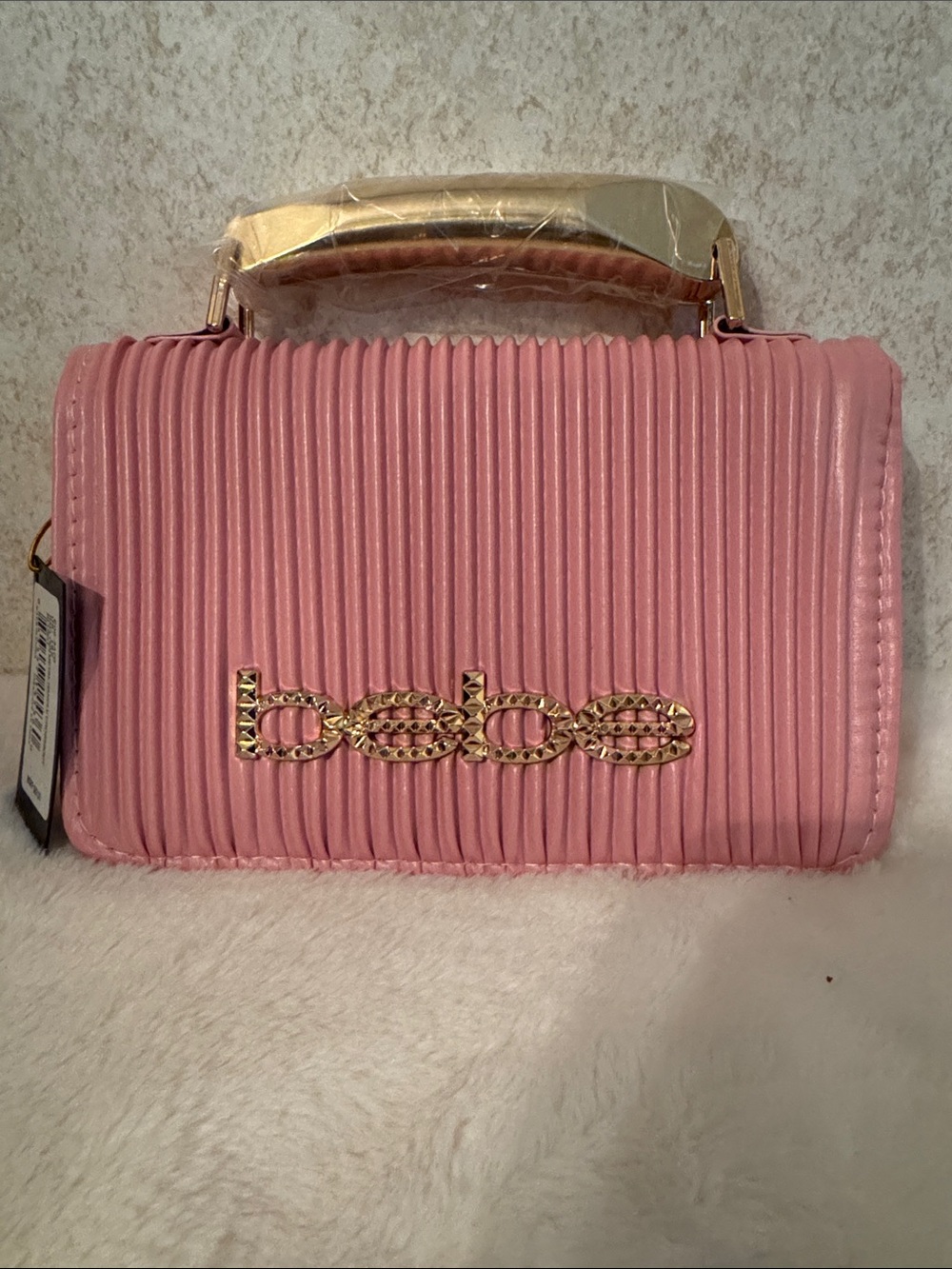 bebe Blush Pink Top-Handle Crossbody with Gold Accent